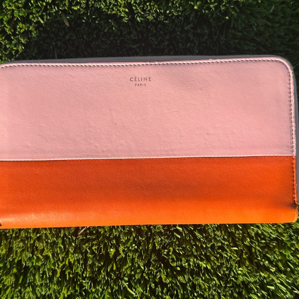 BEAUTIFUL CELINE PINK AND ORANGE TWO TONED LONG WALLET - Picture 5 of 6